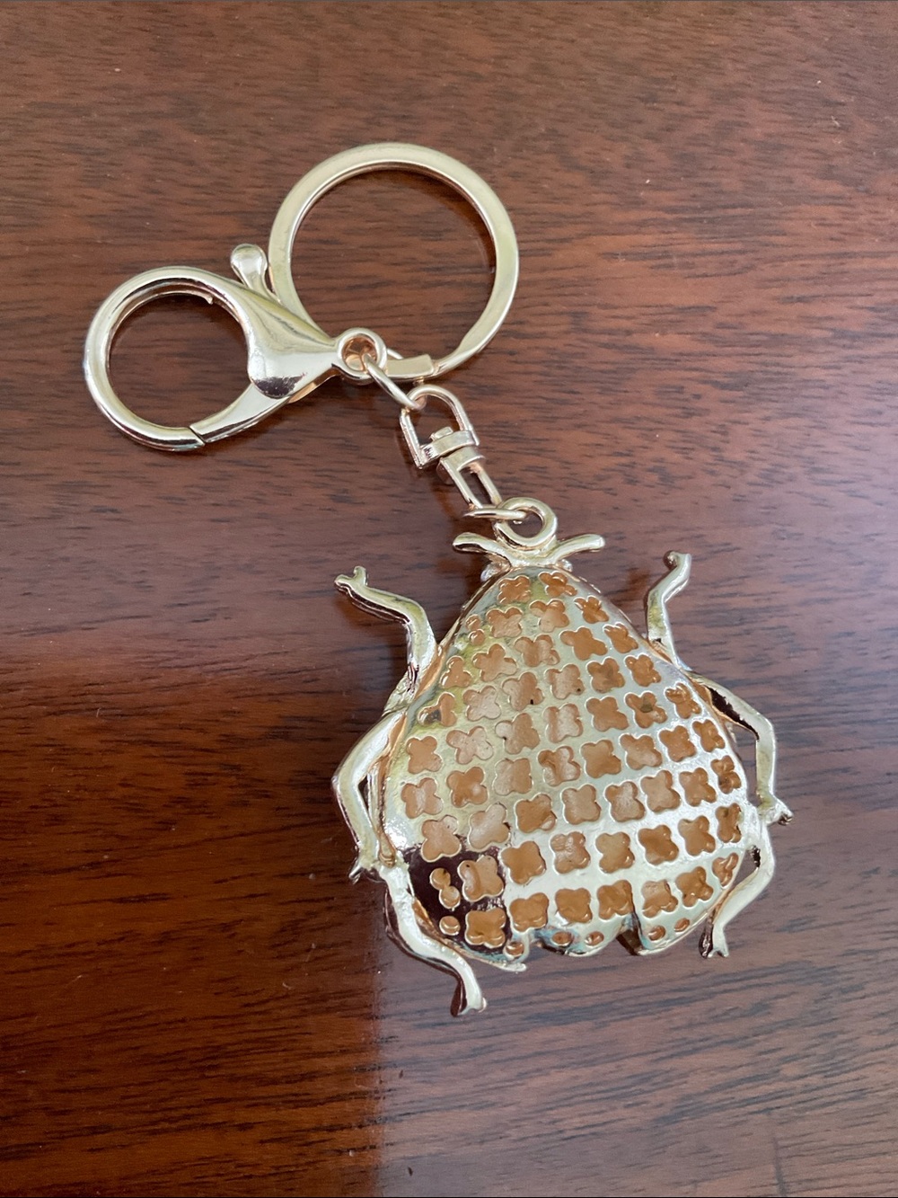 Ladybug Gold Tone Iridescent Keychain Purse Charm Whimsical Blingcore Sparkle - Picture 4 of 8